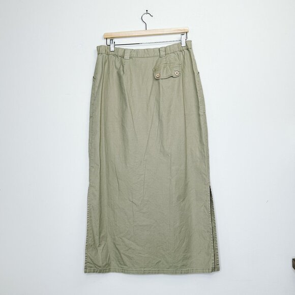 80's Olive Button Down Maxi Skirt - Picture 7 of 8